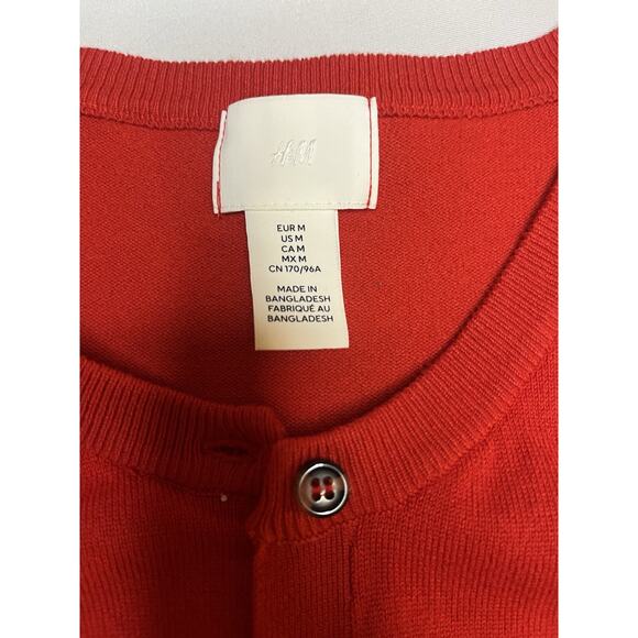 H&M Red Cropped Sweater Short Sleeve Size Medium Excellent Condition Women's - Picture 7 of 8